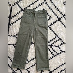Madewell Emmet Wide Leg Olive Green Straight-Leg Pants